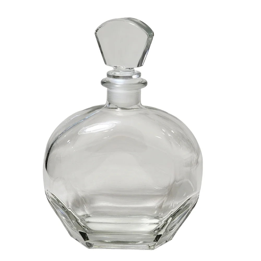 Vintage Italian Fine Clear Glass Bottle Carafe‎ Decanter With Stopper